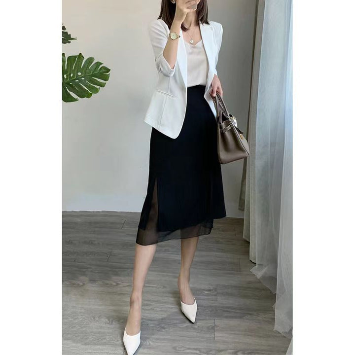 Women Elegant Blazer with Short Sleeve Mune Fashion