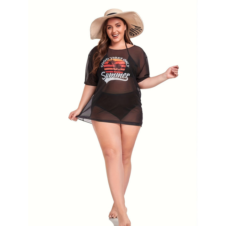 Women's Transparent Beach Blouse with Summer Print Mune Fashion
