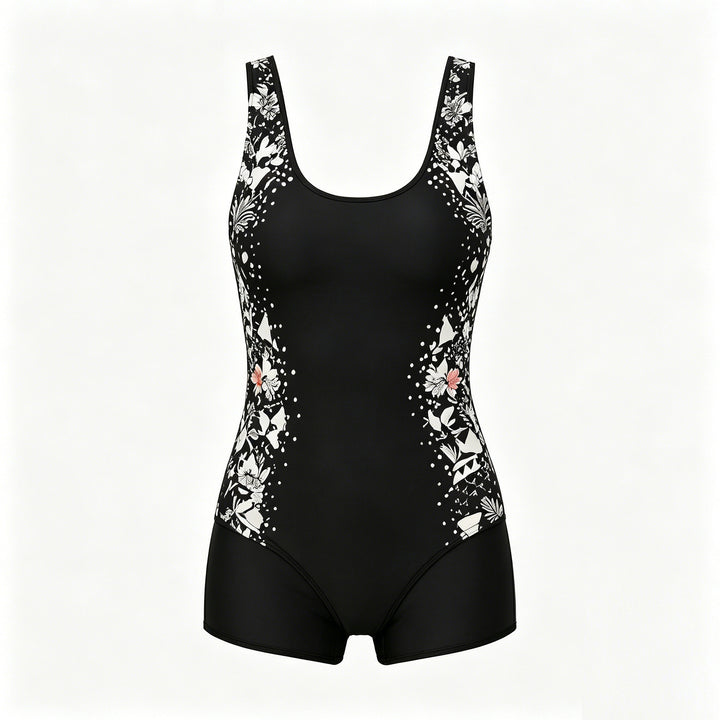 Women's Sporty One-Piece Swimsuit with Floral Design Mune Fashion