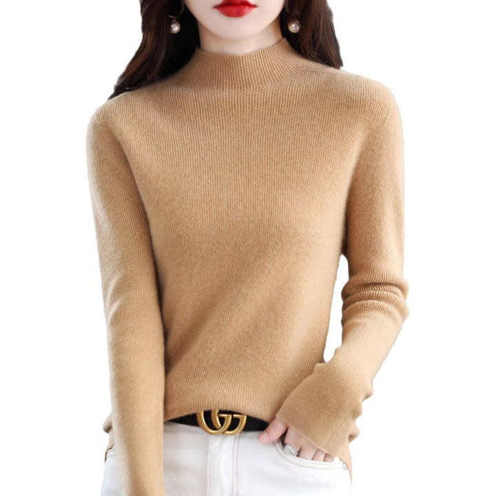 Women's Slim-Fit Mockneck Sweater Made of Cashmere-Like Fine Knit Mune Fashion