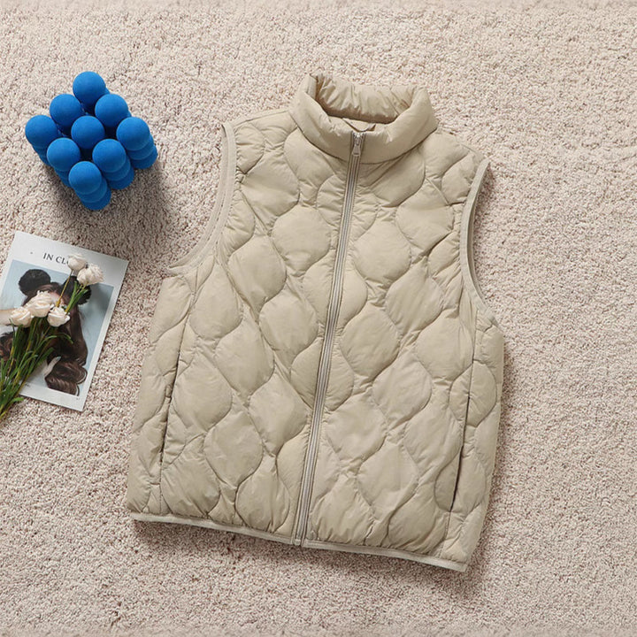 Women's ultralight quilted vest in drop stitch design with high stand-up collar Mune Fashion