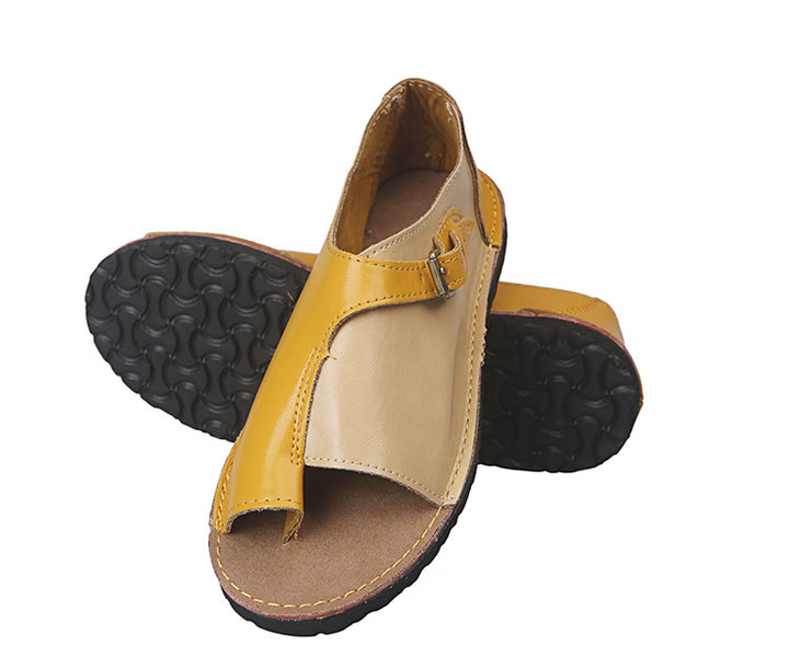 Men's handmade leather sandals with open toe adjustable buckle closure and cushioned comfort insole Mune Fashion