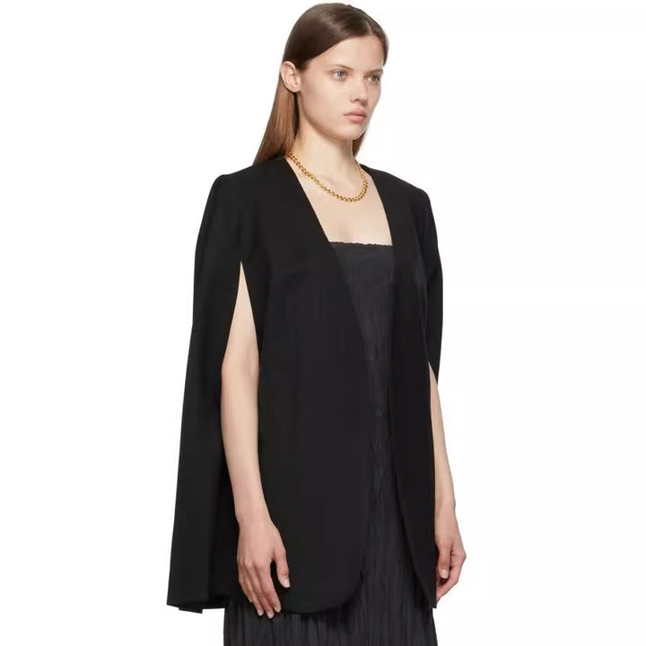 Women's Cape Blazer with Open Fall and Side Arm Slits Mune Fashion