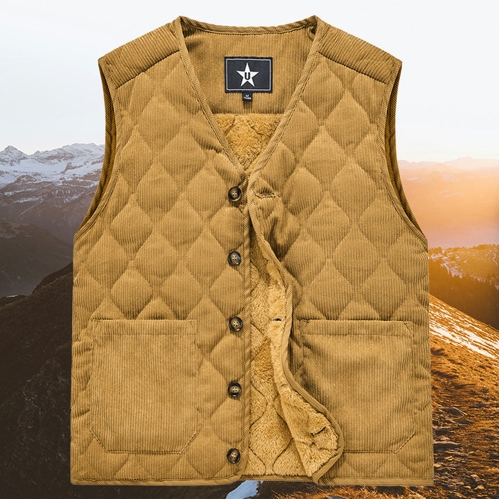 Men's Fashion Cord Waistcoat with Button Placket Mune Fashion