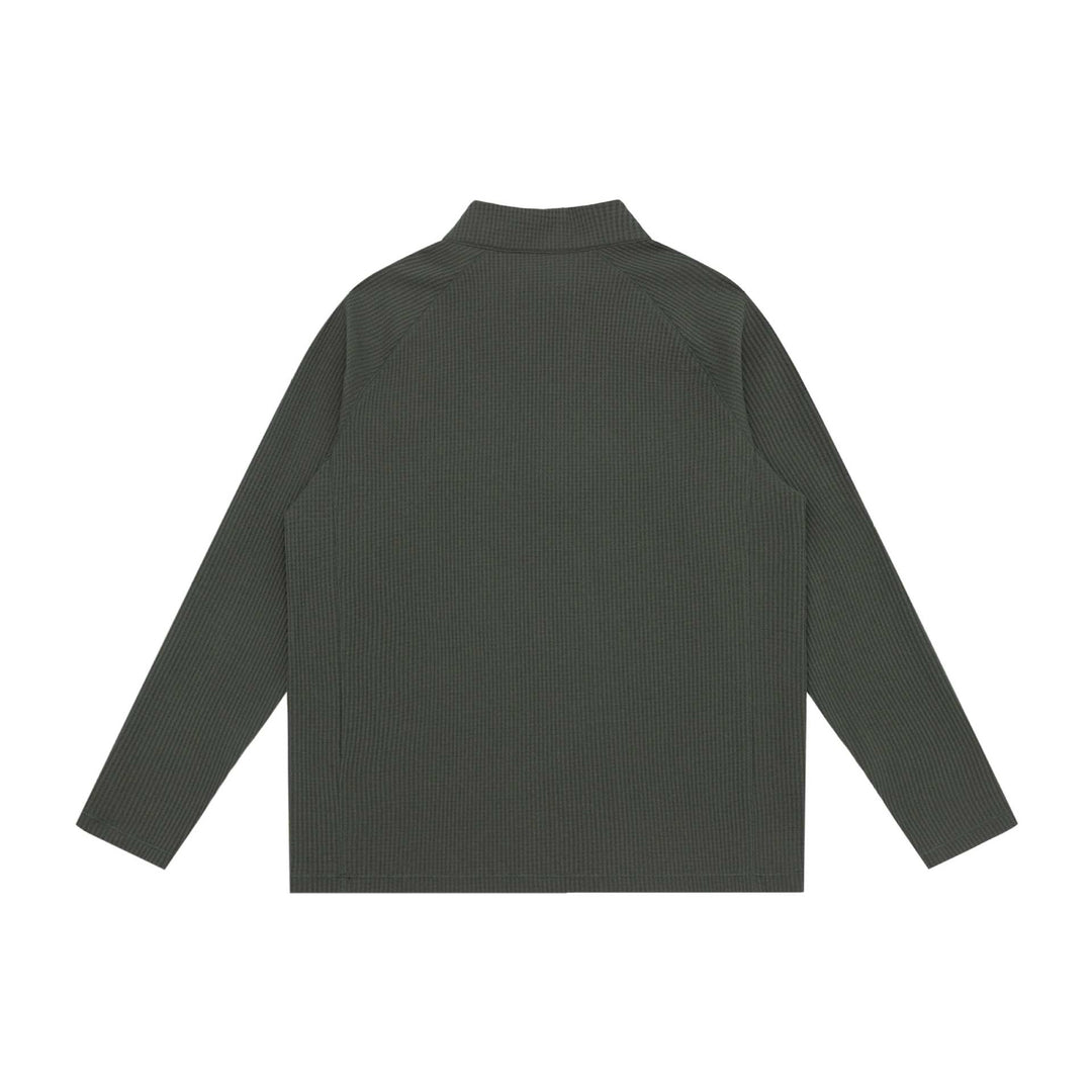 Unisex Waffle Knit Half-Zip Pullover with Troyer Collar and Raglan Sleeves Mune Fashion