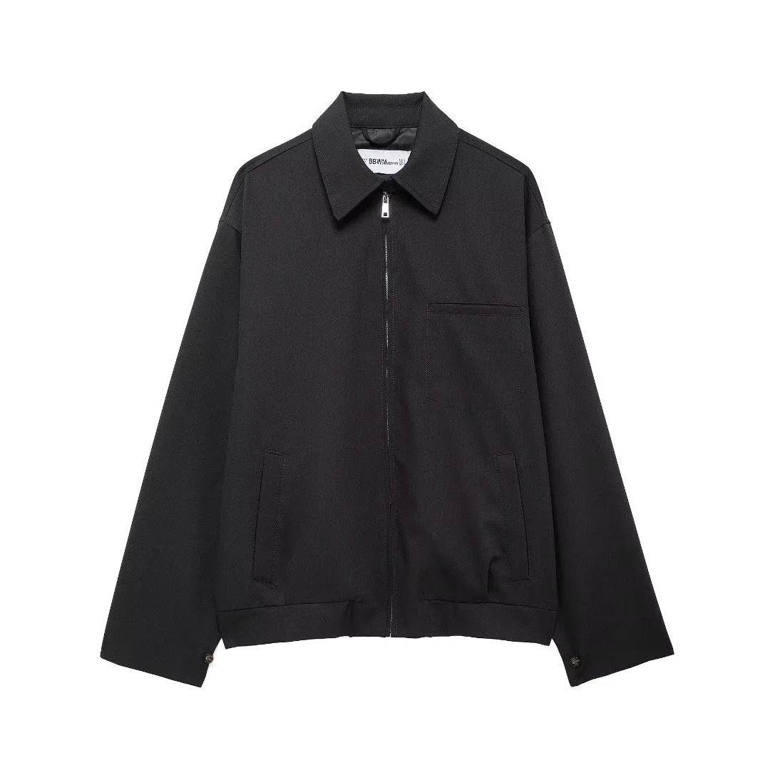Men's nan minimalist Harrington jacket with full zip, shirt collar, and chest pocket Mune Fashion