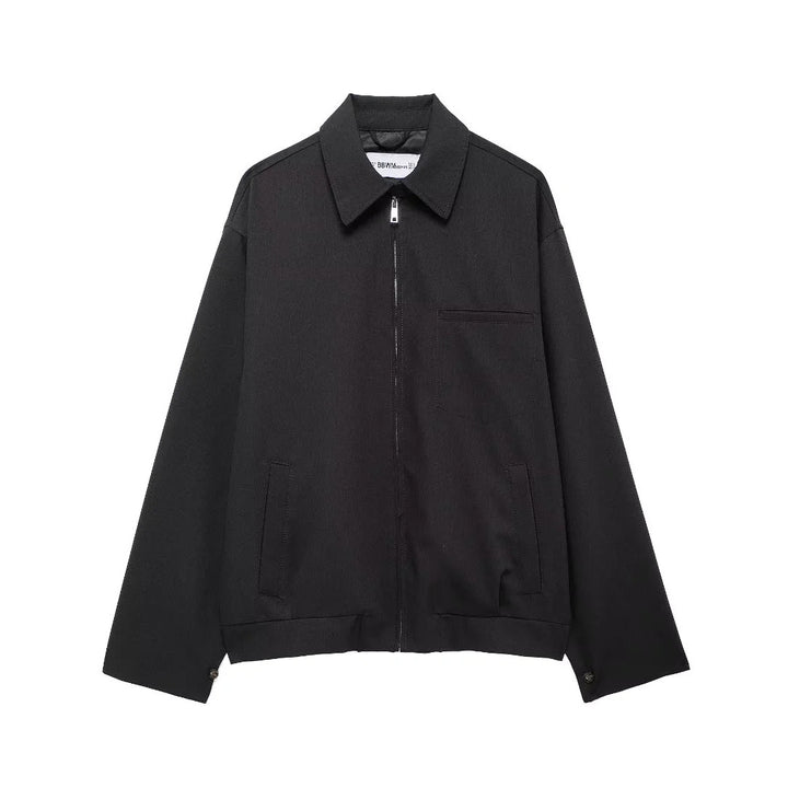 Men's nan minimalist Harrington jacket with full zip, shirt collar, and chest pocket Mune Fashion