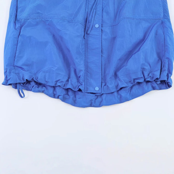 Women Lightweight Windbreaker Jacket with High Stand Collar, Drawstring Hem and Raglan Sleeves Mune Fashion