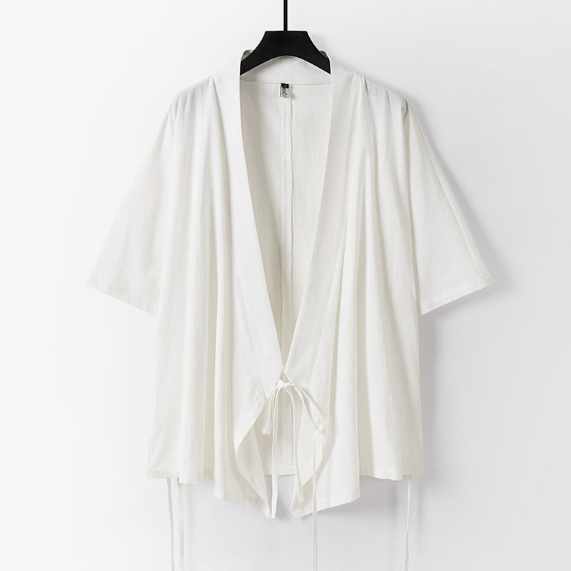 Women's loosely falling kimono jacket with tie belt Mune Fashion