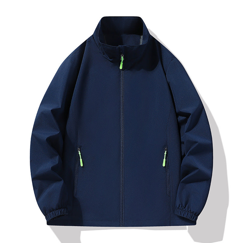 Men's Minimalist Softshell Outdoor Jacket with Stand-Up Collar, Wind and Water Resistant Membrane and Fluorescent Zipper Pulls Mune Fashion