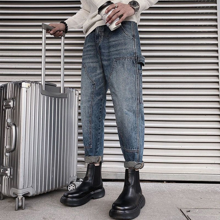 Men Casual Cargo Jeans Mune Fashion