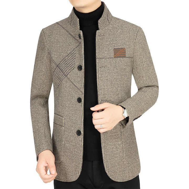 Men's knitted blazer with ribbed sleeves, stand-up collar and applied pockets Mune Fashion