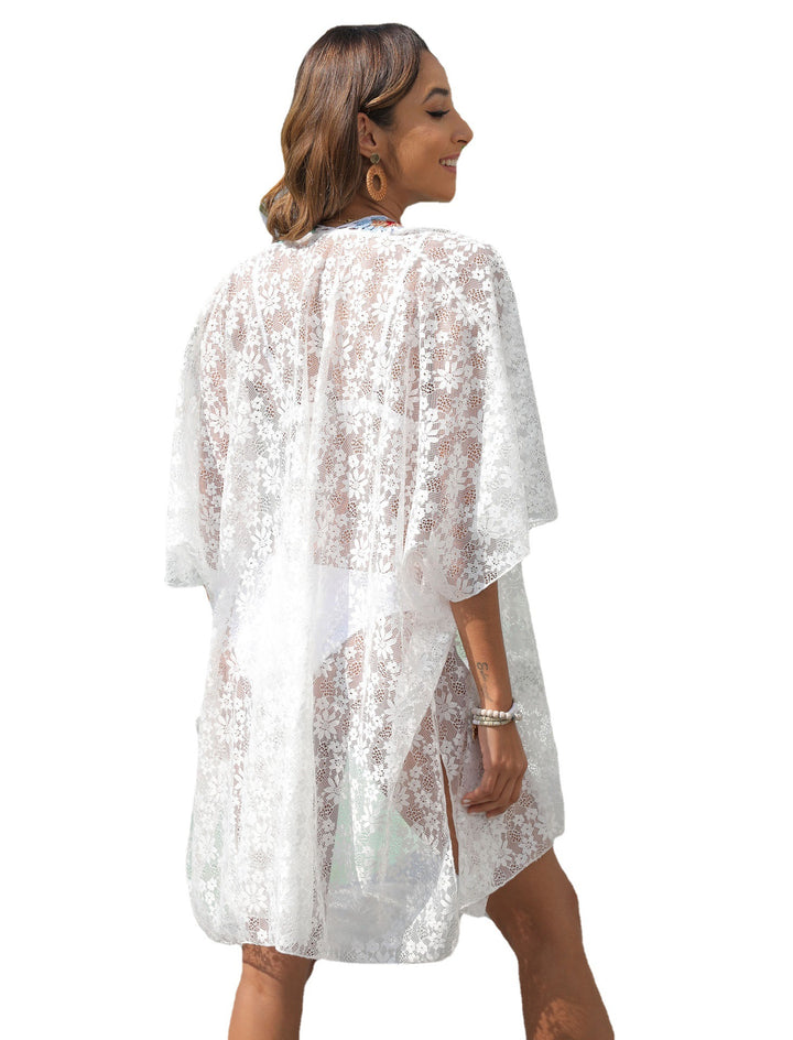 Women’s Casual Crochet Beach Cover-Up with Floral Pattern Mune Fashion