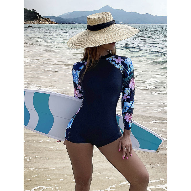 Women's Long Sleeve Swimsuit with Floral Design Mune Fashion