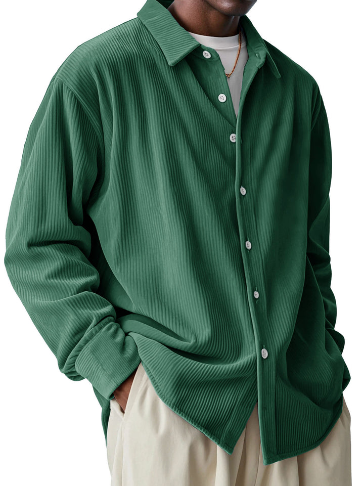 Men's oversized cord shirt with fine ribbed texture and relaxed fit Mune Fashion