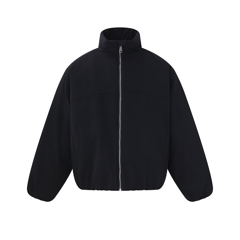 Unisex Lightweight Boxy Puffer Jacket with High Stand-Up Collar and Elastic Hem Mune Fashion