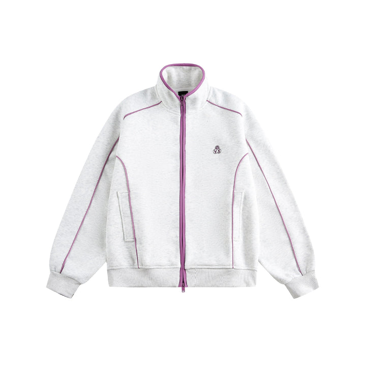 Women's Oversize Sweat Jacket with Stand-Up Collar and Two-Way Zipper Mune Fashion
