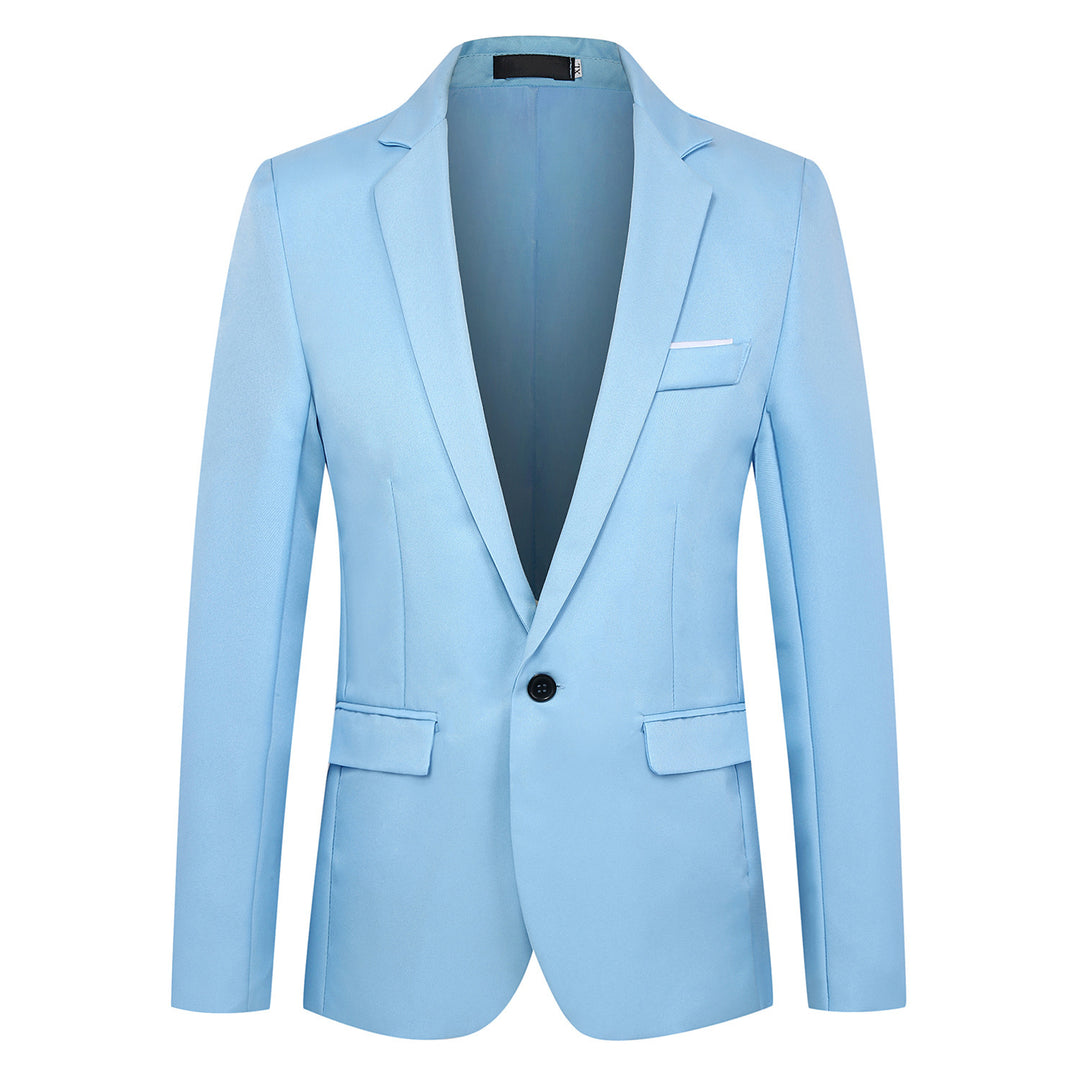 Men's fitted satin blazer with slim silhouette, notch lapel and decorative chest piping Mune Fashion