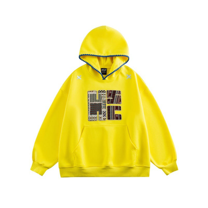 Unisex Wide Cut Hoodie with Patchwork Application and Kangaroo Pocket Mune Fashion