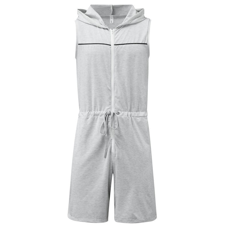 Men's sleeveless hooded overall with full zipper and drawstring Mune Fashion