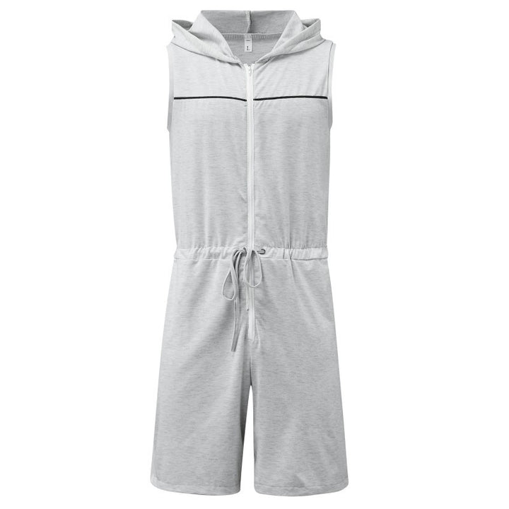Men's sleeveless hooded overall with full zipper and drawstring Mune Fashion
