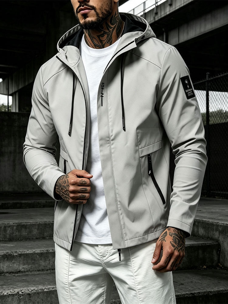 Men's Water-Repellent Softshell Jacket with Hood and Concealed Zipper Mune Fashion