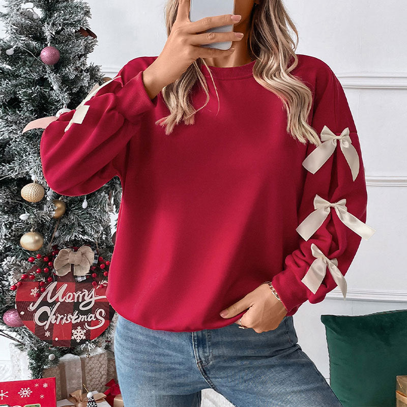 Ladies Fashionable Sweater with Bow Mune Fashion