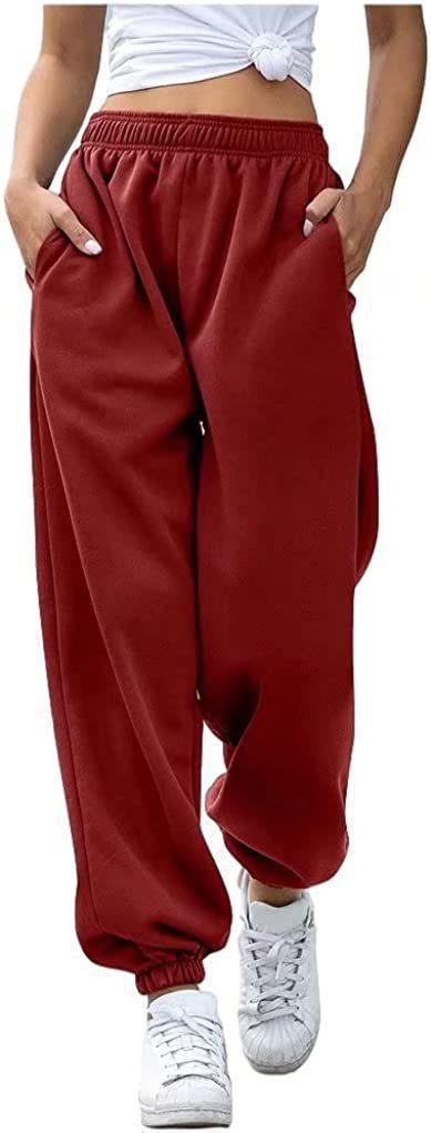 Women's casual jogging pants with high waistband, elastic ankle cuffs, and soft fleece lining Mune Fashion