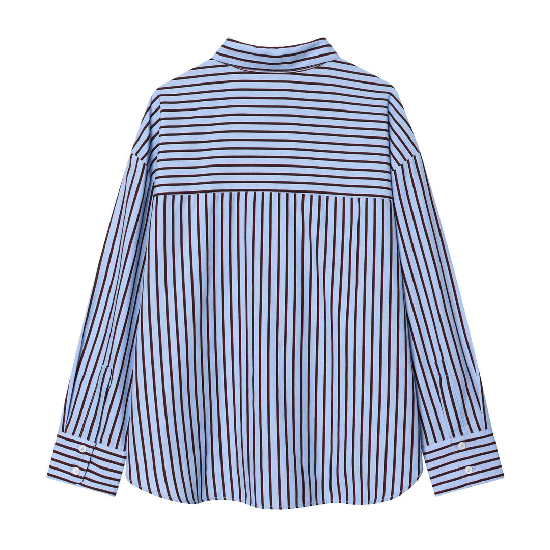 Women oversized shirt blouse with dropped shoulder, continuous button placket and wide cuff Mune Fashion