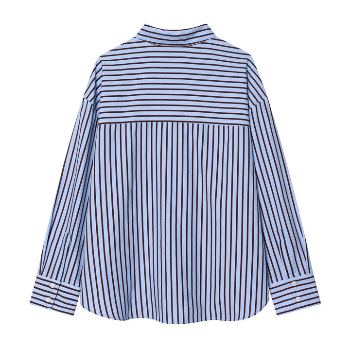 Women oversized shirt blouse with dropped shoulder, continuous button placket and wide cuff Mune Fashion