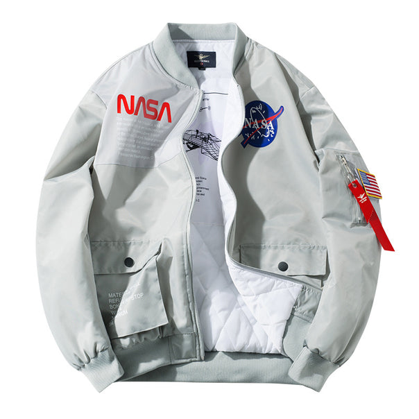 Men's Fashion Bomber Jacket with Authentic NASA Patches
