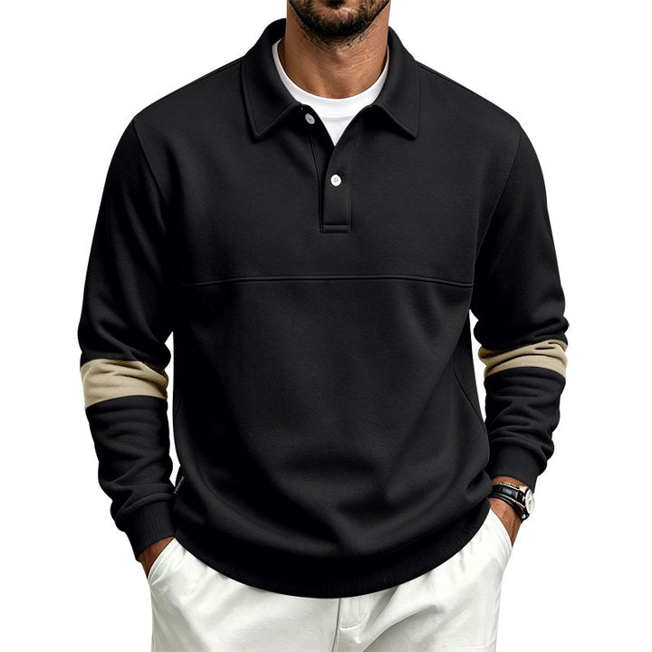 Men's polo shirt sweater with chest seam and contrast stripes on the sleeves Mune Fashion