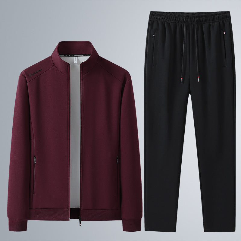 Men's Two-Piece Sports Lounge Set with Stand Collar, Concealed Zipper & Drawstring Mune Fashion