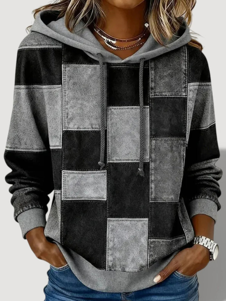 Women's Fashion Hoodie with Patchwork Design