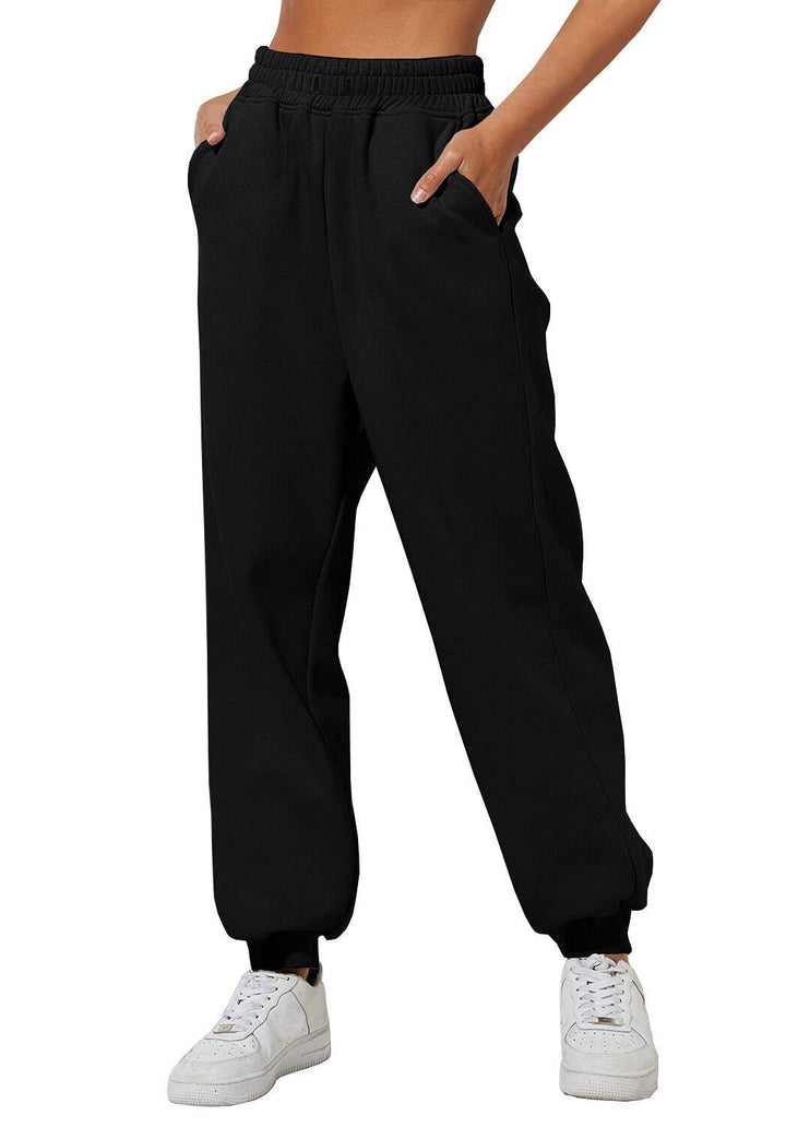 Women's relaxed high-waist jogging pants with double-layer comfort waistband, side pockets, and gathered ankle cuffs Mune Fashion