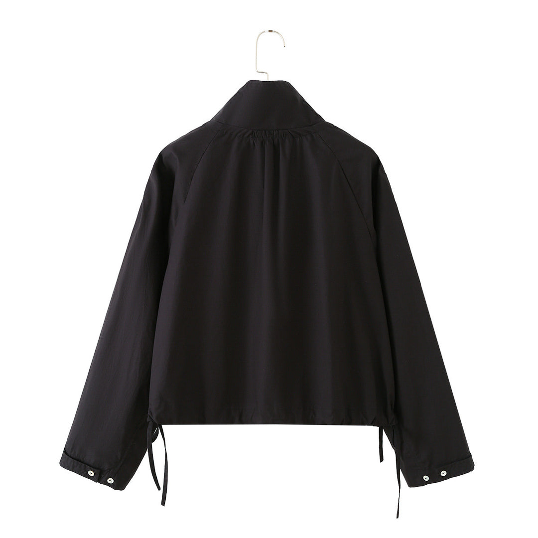 Ladies Lightweight Cropped Blouson with High Stand Collar, Drawstring and Side Ties Drune