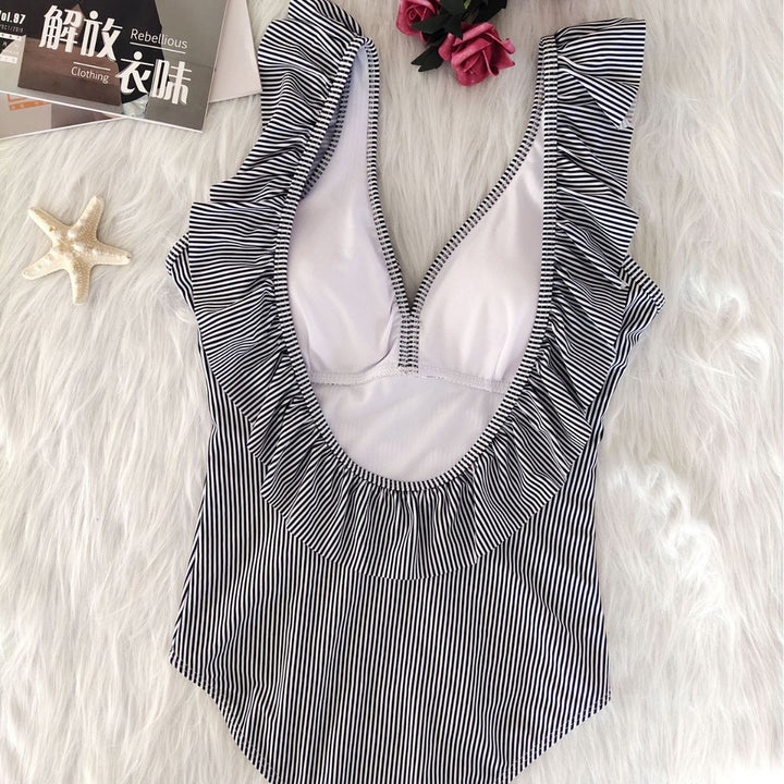 Ladies Terry Cloth Swimsuit with Ruffle Details Mune Fashion