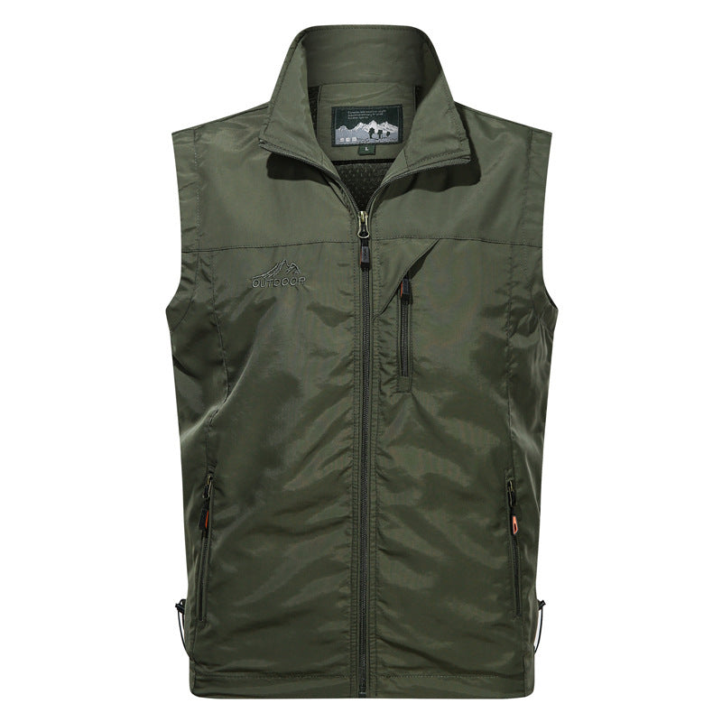 Men's Lightweight Windproof Outdoor Vest with Stand-Up Collar and Multi-Pocket Zipper Pockets Mune Fashion