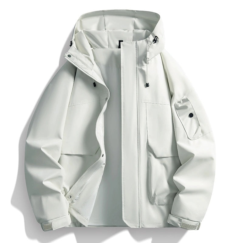 Men's Waterproof Hooded Jacket in Utility Style with Welded Seams and Concealed Zipper Mune Fashion