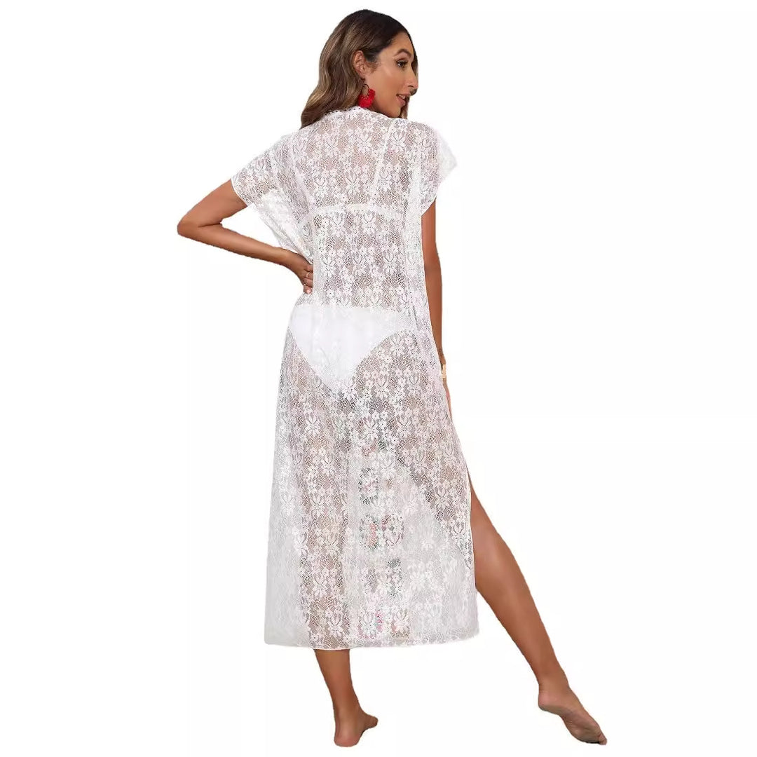 Women's Crochet Kaftan with Cheerful Floral Motifs Mune Fashion