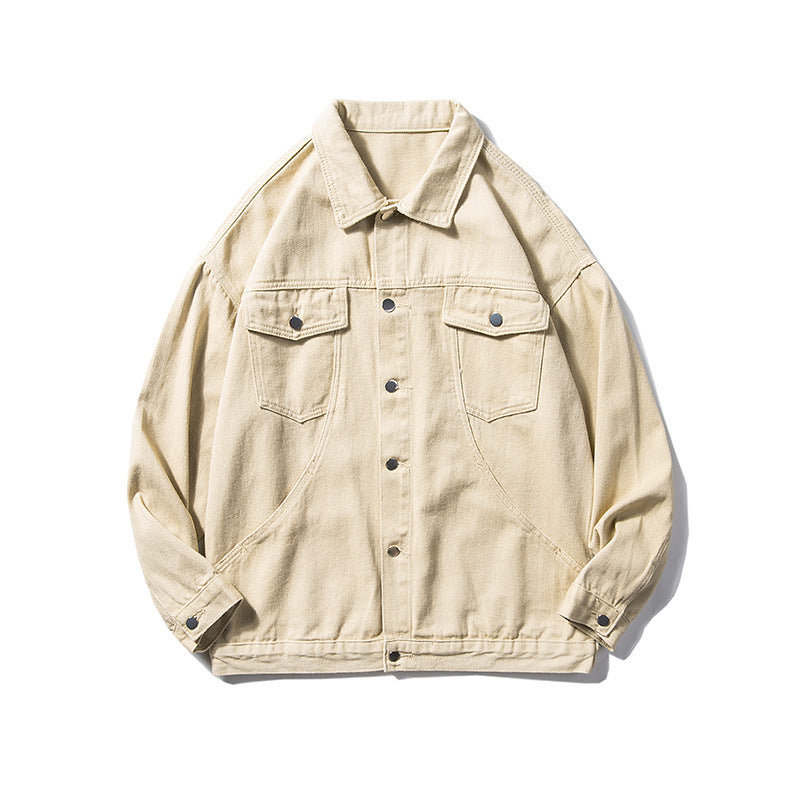 Men's Oversized Canvas Utility Jacket with Snap Front, Patch Chest Pockets, and Raglan Sleeves Mune Fashion