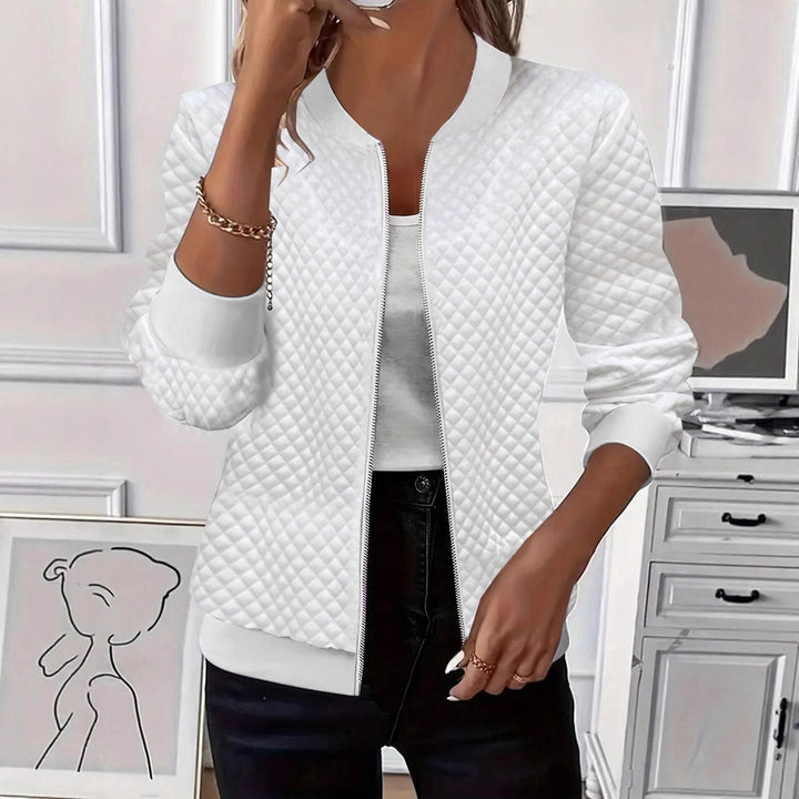 Ladies quilted bomber jacket with zipper and ribbed cuffs Mune Fashion
