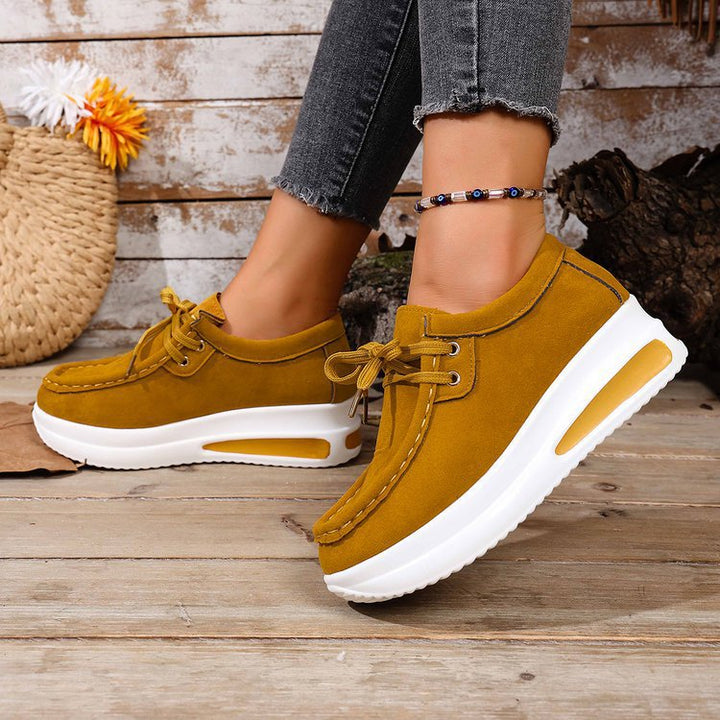 Women's wedge sneakers in moccasin style with cushioning air-cushioned platform sole Mune Fashion