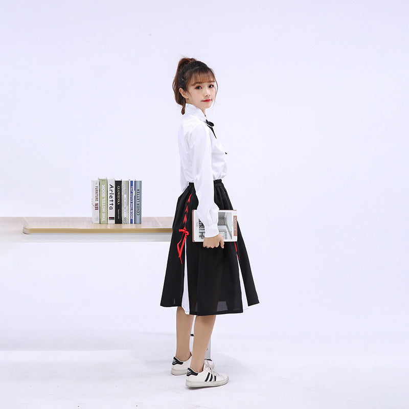 Girls Elegant Blouse with Ruffled Skirt and Bow Details Mune Fashion
