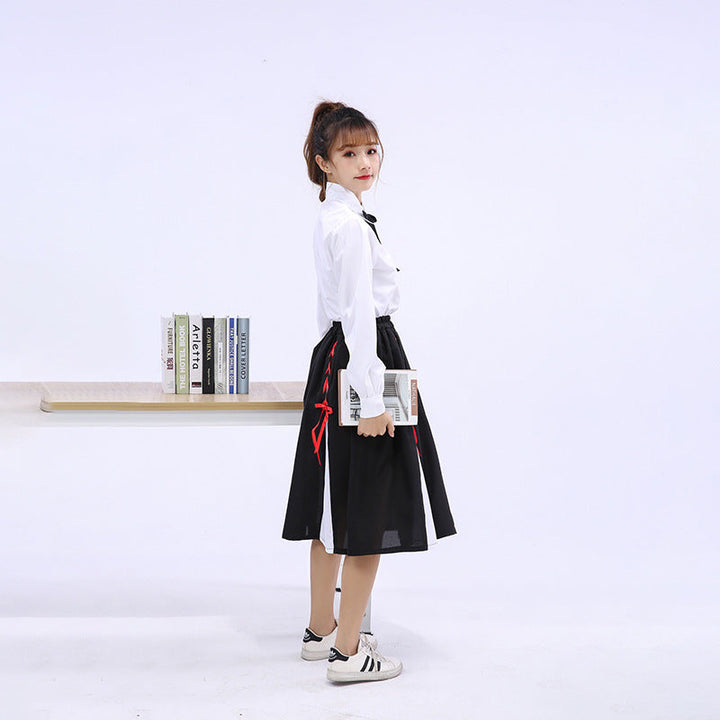 Girls Elegant Blouse with Ruffled Skirt and Bow Details Mune Fashion
