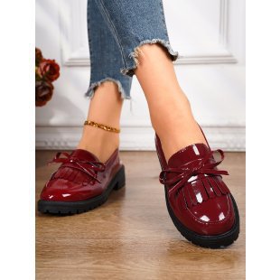 Women nan patent leather tassel loafers with fringed vamp and profiled rubber sole Mune Fashion