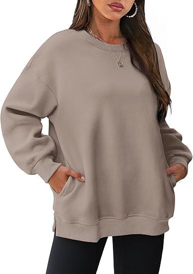 Women’s casual oversized sweatshirt with side pockets, ribbed hem, and dropped shoulder Mune Fashion