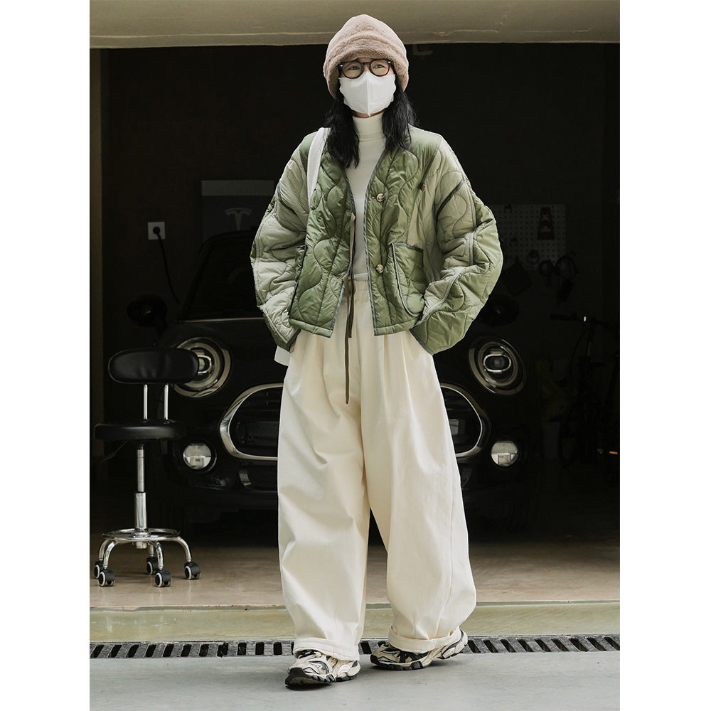 Women Short Cut Quilted Bomber Jacket with Light Padding Mune Fashion