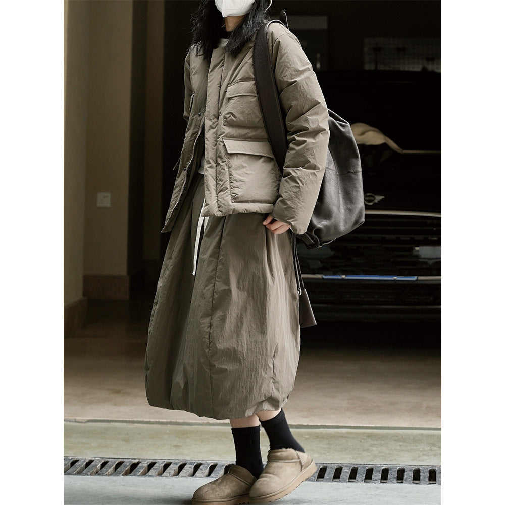 Women's Long Quilted Coat with Light Padding and Straight Oversize Cut Mune Fashion