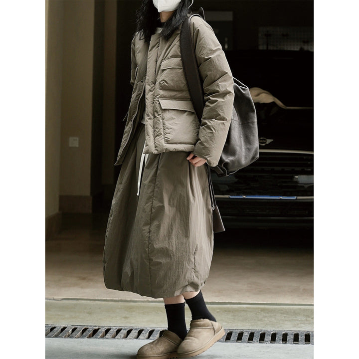Women's Long Quilted Coat with Light Padding and Straight Oversize Cut Mune Fashion